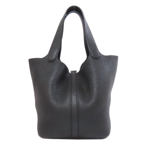 Hermes Handbag Togo black Picotin Lock MM SilverMetal