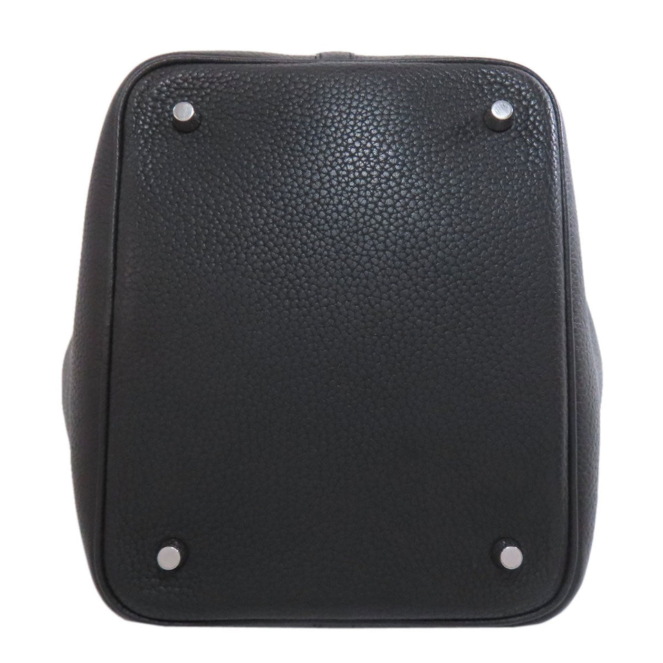 Hermes Handbag Togo black Picotin Lock MM SilverMetal
