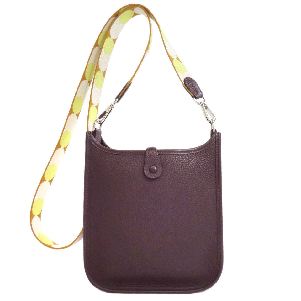 Hermes Shoulder Bag Taurillon Clemence Brown Evelyn TPM SilverMetal