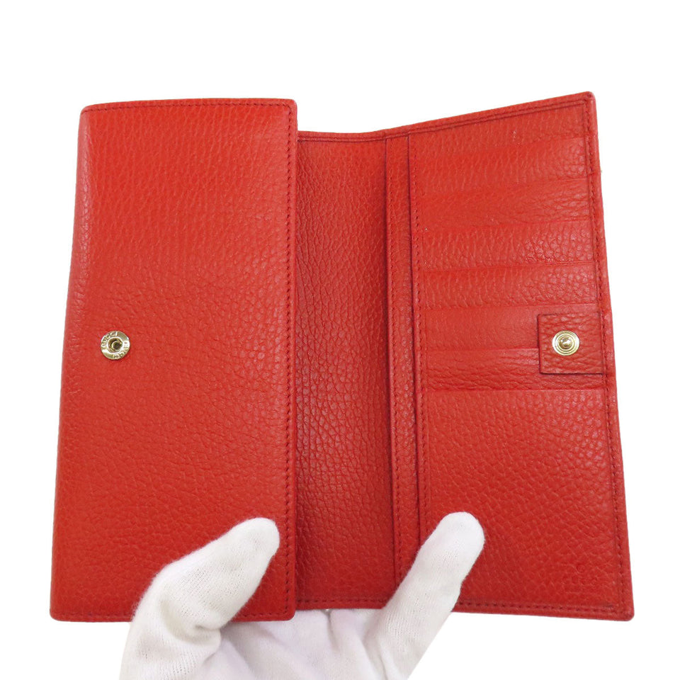 Gucci Long Wallet Purse 354498 leather Red Swing
