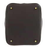 Hermes Handbag Taurillon Clemence Brown Picotin Lock MM Gold Metal