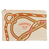 Hermes Accessory pouch canvas beige logo