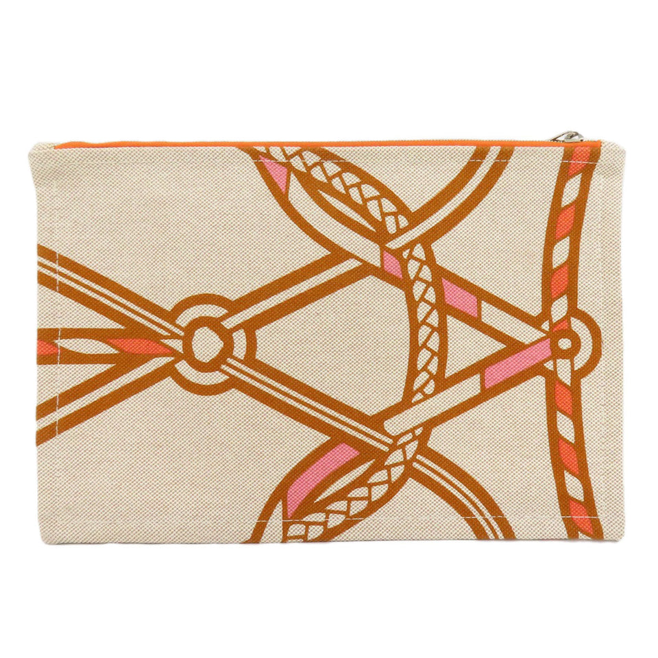 Hermes Accessory pouch canvas beige logo