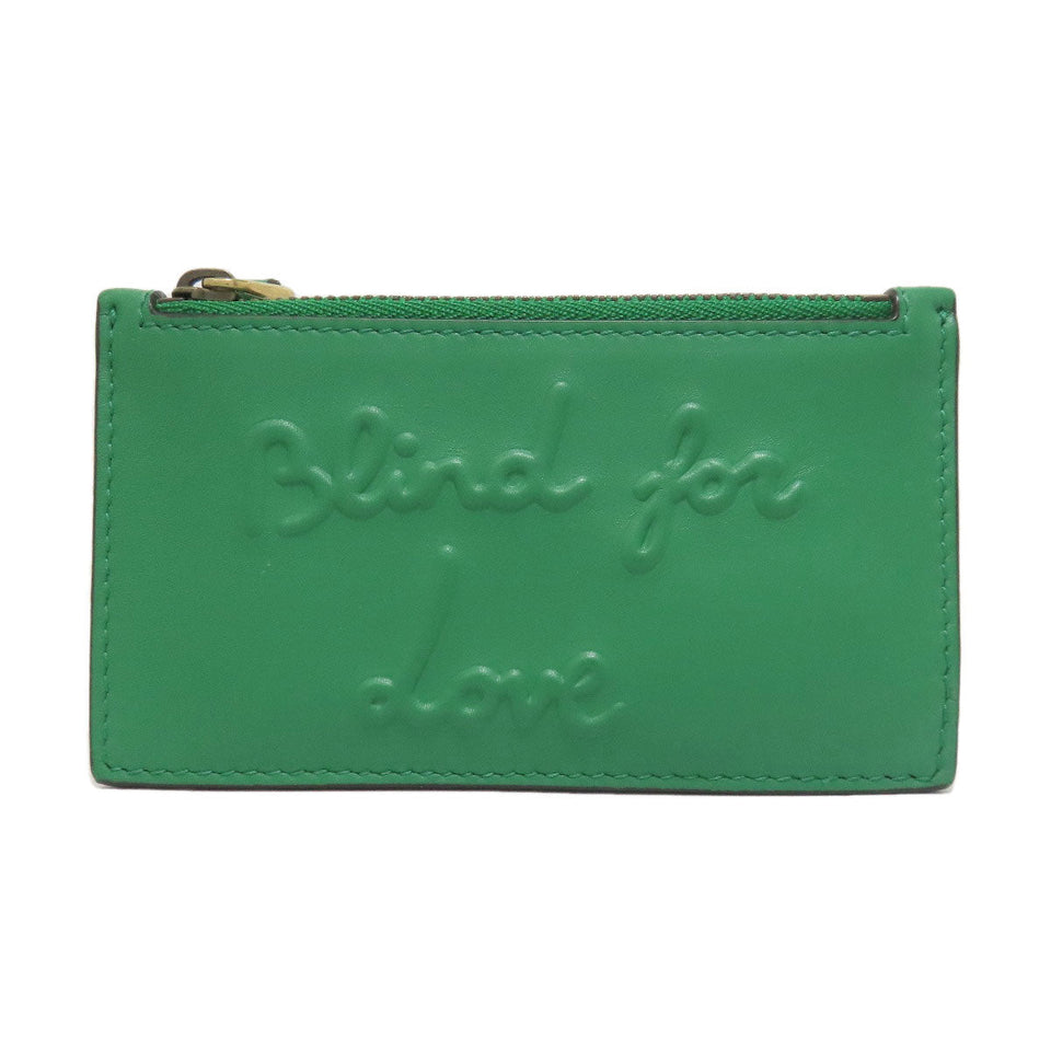 Gucci Coin case 451184 Calfskin green Coin/Card Case Embossed Logo