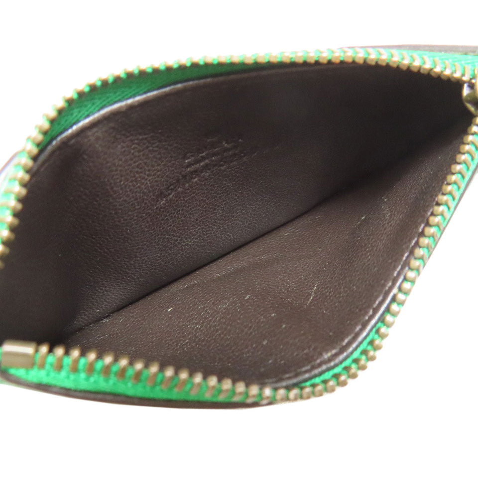 Gucci Coin case 451184 Calfskin green Coin/Card Case Embossed Logo