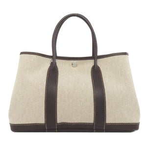 Hermes Handbag Towar beige Garden Party TPM Maron Silver Metal
