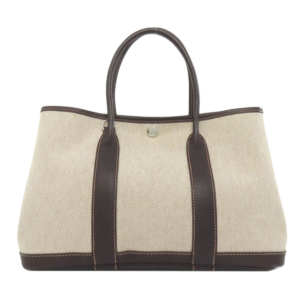 Hermes Handbag Towar beige Garden Party TPM Maron Silver Metal
