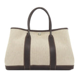 Hermes Handbag Towar beige Garden Party TPM Maron Silver Metal