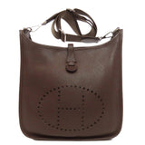 Hermes Shoulder Bag Taurillon Clemence Brown Evelyn 3 Chocolat Silver Metal