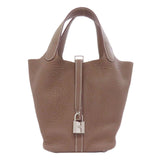 Hermes Handbag leather beige Picotin Lock PM Etoupe SilverMetal
