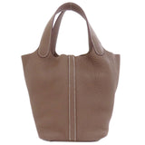 Hermes Handbag leather beige Picotin Lock PM Etoupe SilverMetal