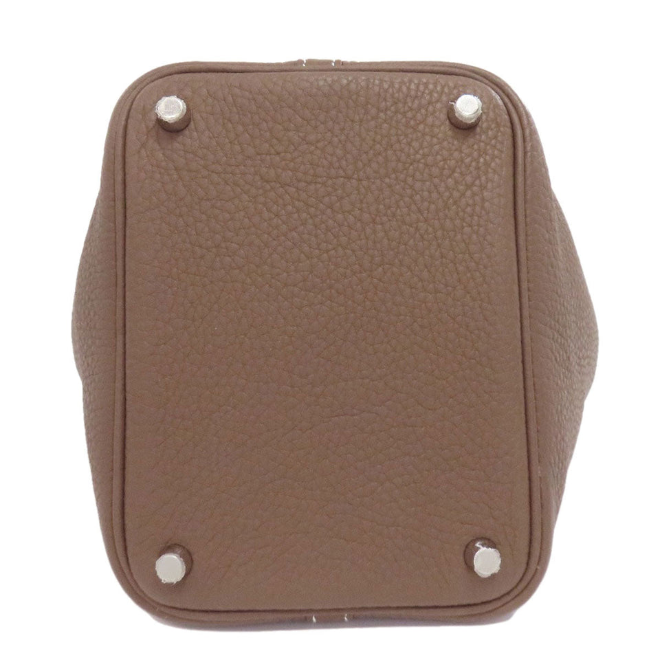 Hermes Handbag leather beige Picotin Lock PM Etoupe SilverMetal