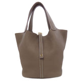 Hermes Handbag Epsom beige Picotin Lock MM Etoupe Gold Metal
