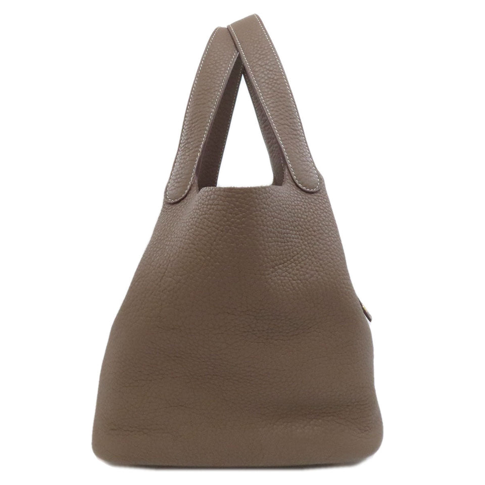 Hermes Handbag Epsom beige Picotin Lock MM Etoupe Gold Metal