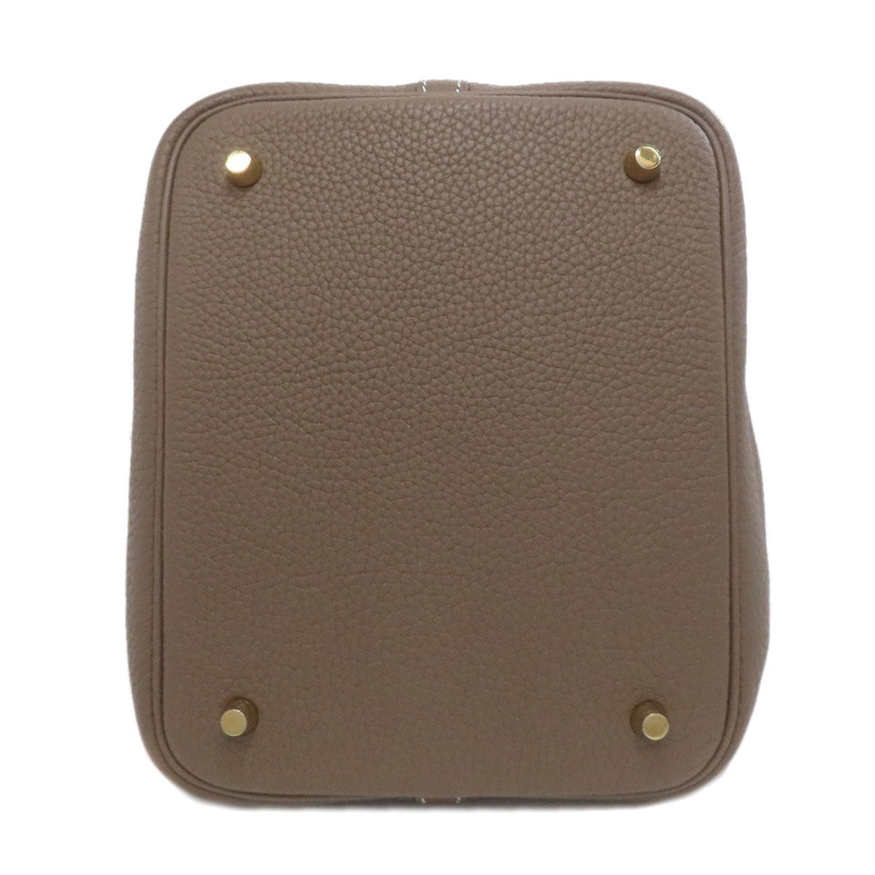 Hermes Handbag Epsom beige Picotin Lock MM Etoupe Gold Metal