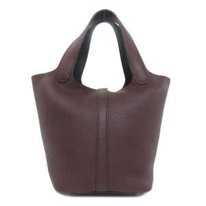 Hermes Handbag Taurillon Clemence Red Picotin Lock PM Eclat Silver Metal