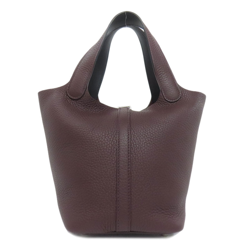 Hermes Handbag Taurillon Clemence Red Picotin Lock PM Eclat Silver Metal