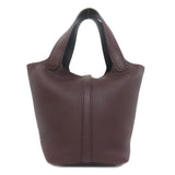 Hermes Handbag Taurillon Clemence Red Picotin Lock PM Eclat Silver Metal