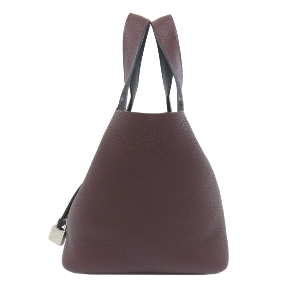 Hermes Handbag Taurillon Clemence Red Picotin Lock PM Eclat Silver Metal