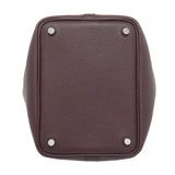 Hermes Handbag Taurillon Clemence Red Picotin Lock PM Eclat Silver Metal