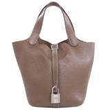 Hermes Handbag Taurillon Clemence beige Picotin Lock PM Etoupe SilverMetal