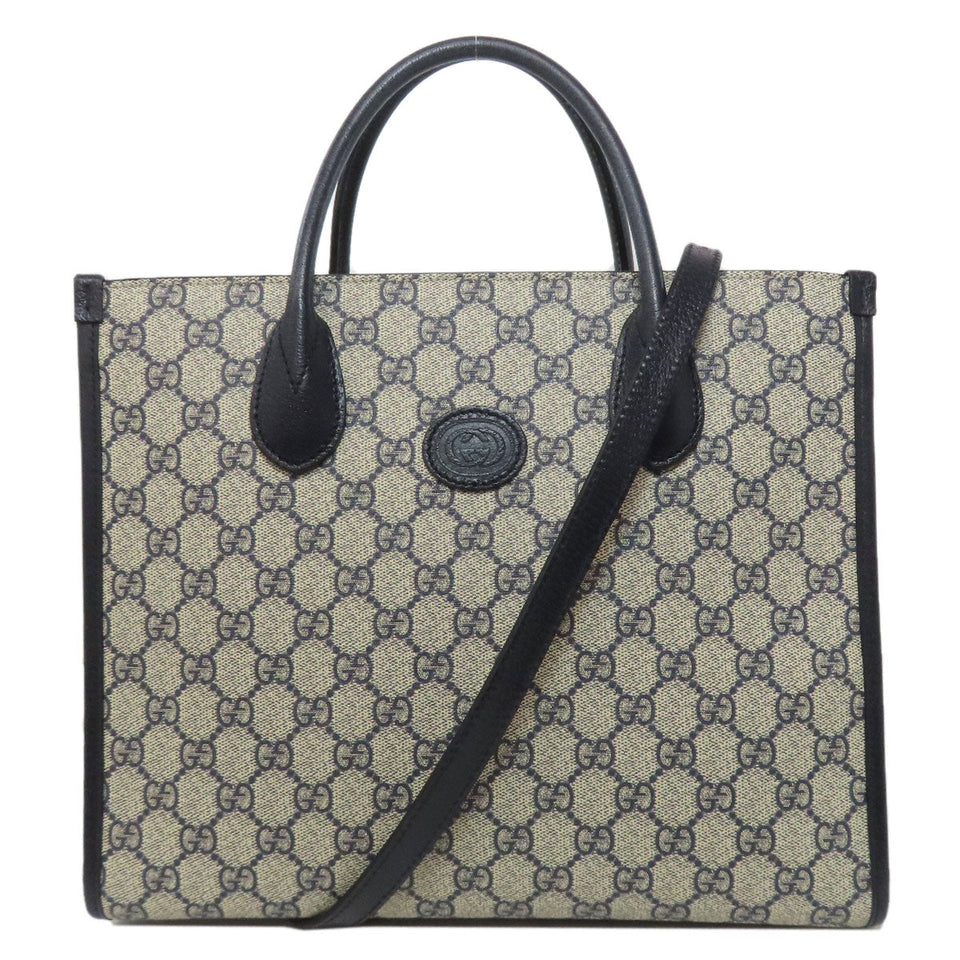 Gucci Tote Bag 659983 PVC Navy GG Supreme 2WAY