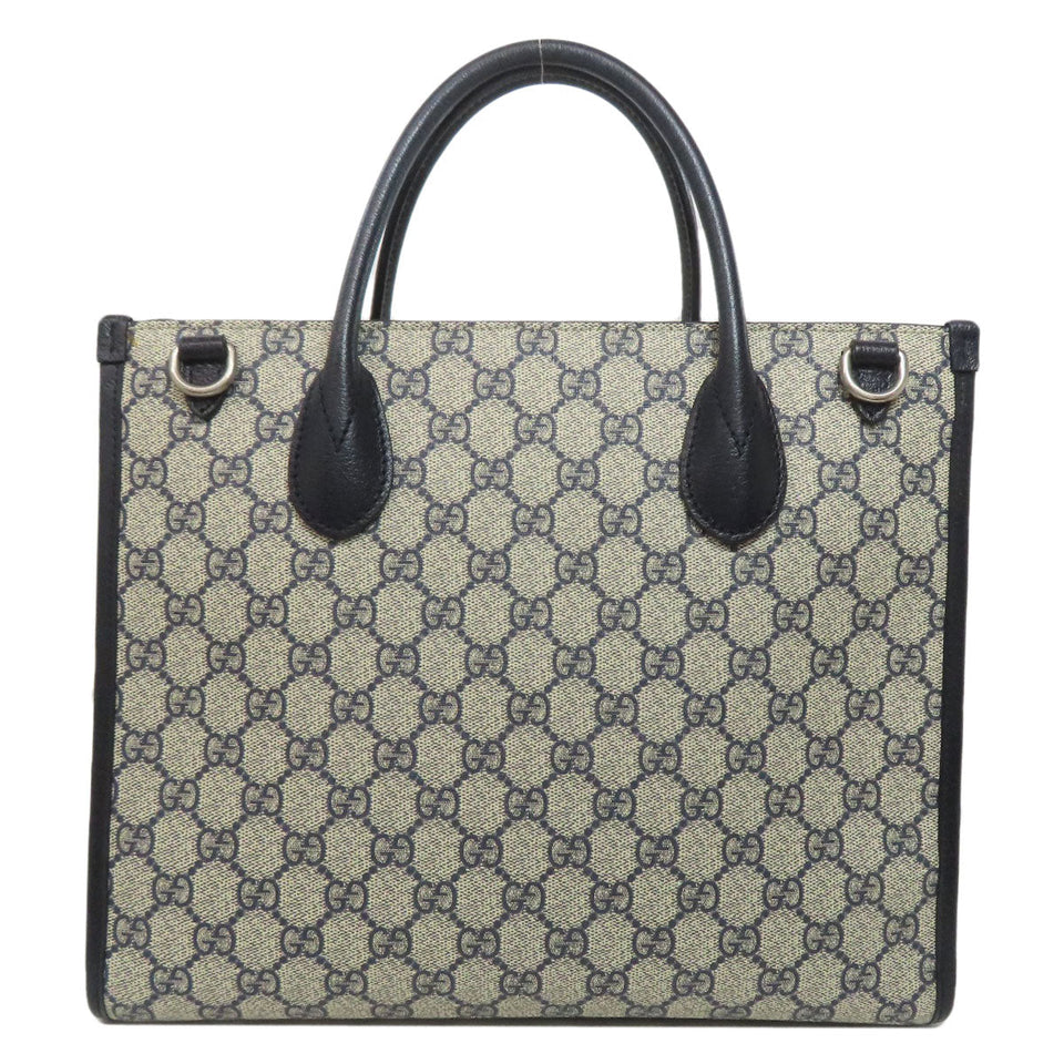 Gucci Tote Bag 659983 PVC Navy GG Supreme 2WAY