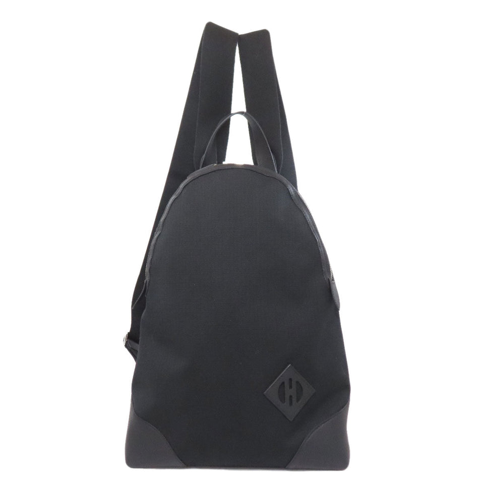 Hermes Backpack canvas black Slicked Back Silver Metal