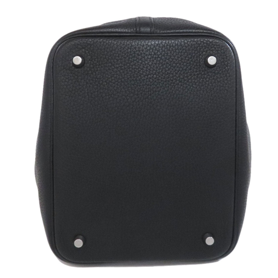 Hermes Handbag Taurillon Clemence black Picotin Lock MM SilverMetal