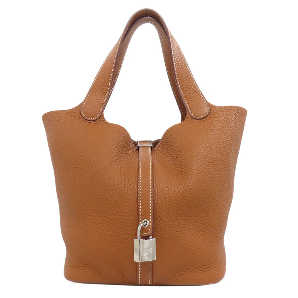 Hermes Handbag Taurillon Clemence gold Picotin Lock MM Gold SilverMetal