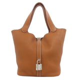 Hermes Handbag Taurillon Clemence gold Picotin Lock MM Gold SilverMetal