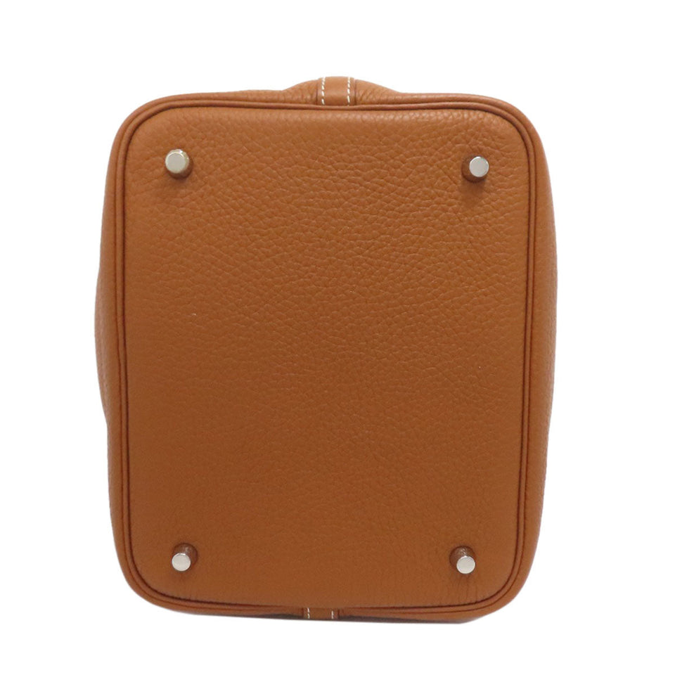 Hermes Handbag Taurillon Clemence gold Picotin Lock MM Gold SilverMetal