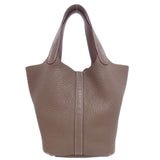 Hermes Handbag Taurillon Clemence beige Picotin Lock PM Etoupe SilverMetal