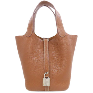Hermes Handbag Taurillon Clemence gold Picotin Lock PM Gold SilverMetal