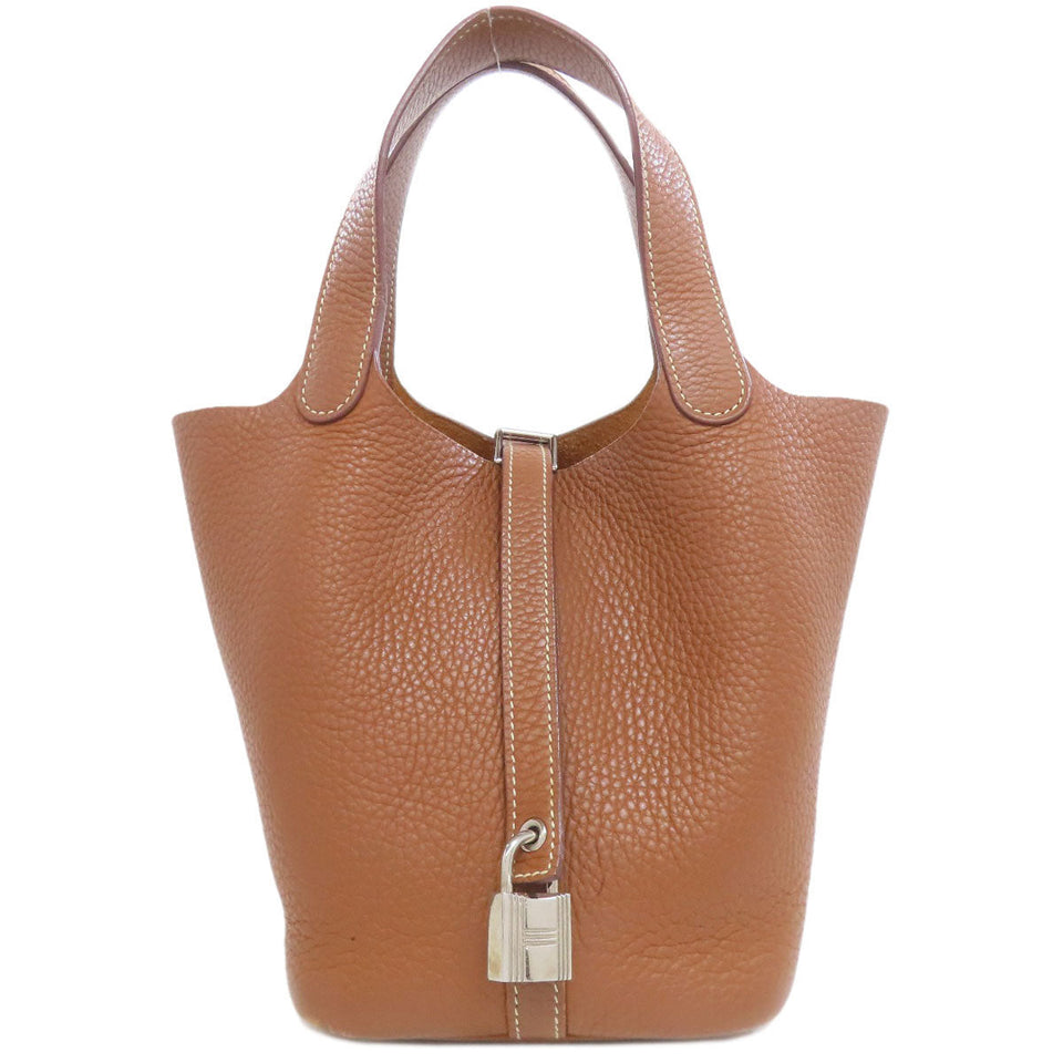 Hermes Handbag Taurillon Clemence gold Picotin Lock PM Gold SilverMetal