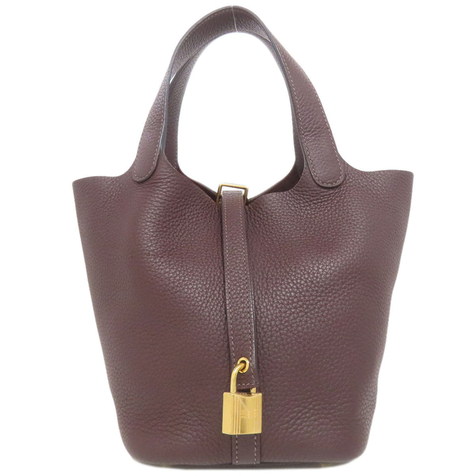 Hermes Handbag Taurillon Clemence Red Picotin Lock PM Rouge Serie Gold Metal