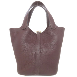 Hermes Handbag Taurillon Clemence Red Picotin Lock PM Rouge Serie Gold Metal