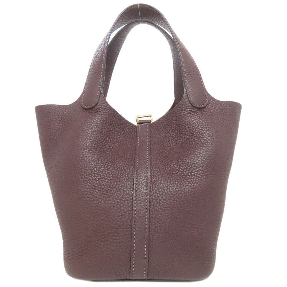 Hermes Handbag Taurillon Clemence Red Picotin Lock PM Rouge Serie Gold Metal