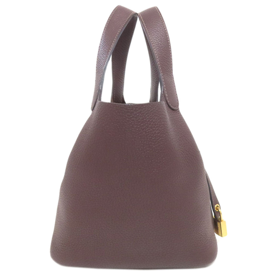 Hermes Handbag Taurillon Clemence Red Picotin Lock PM Rouge Serie Gold Metal