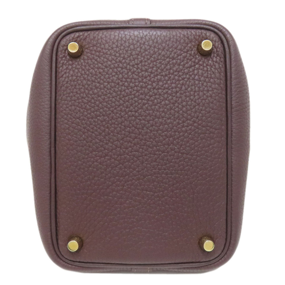 Hermes Handbag Taurillon Clemence Red Picotin Lock PM Rouge Serie Gold Metal