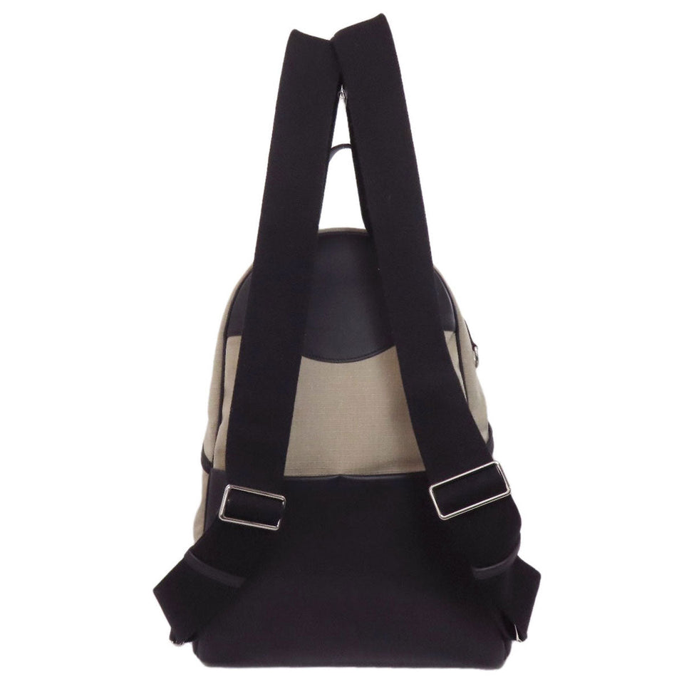 Hermes Backpack canvas beige Slicked Back Silver Metal