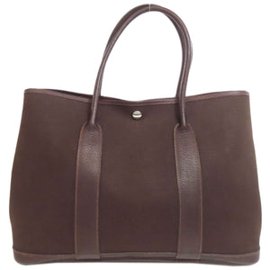 Hermes Tote Bag Towar Officche Brown Garden Party PM SilverMetal