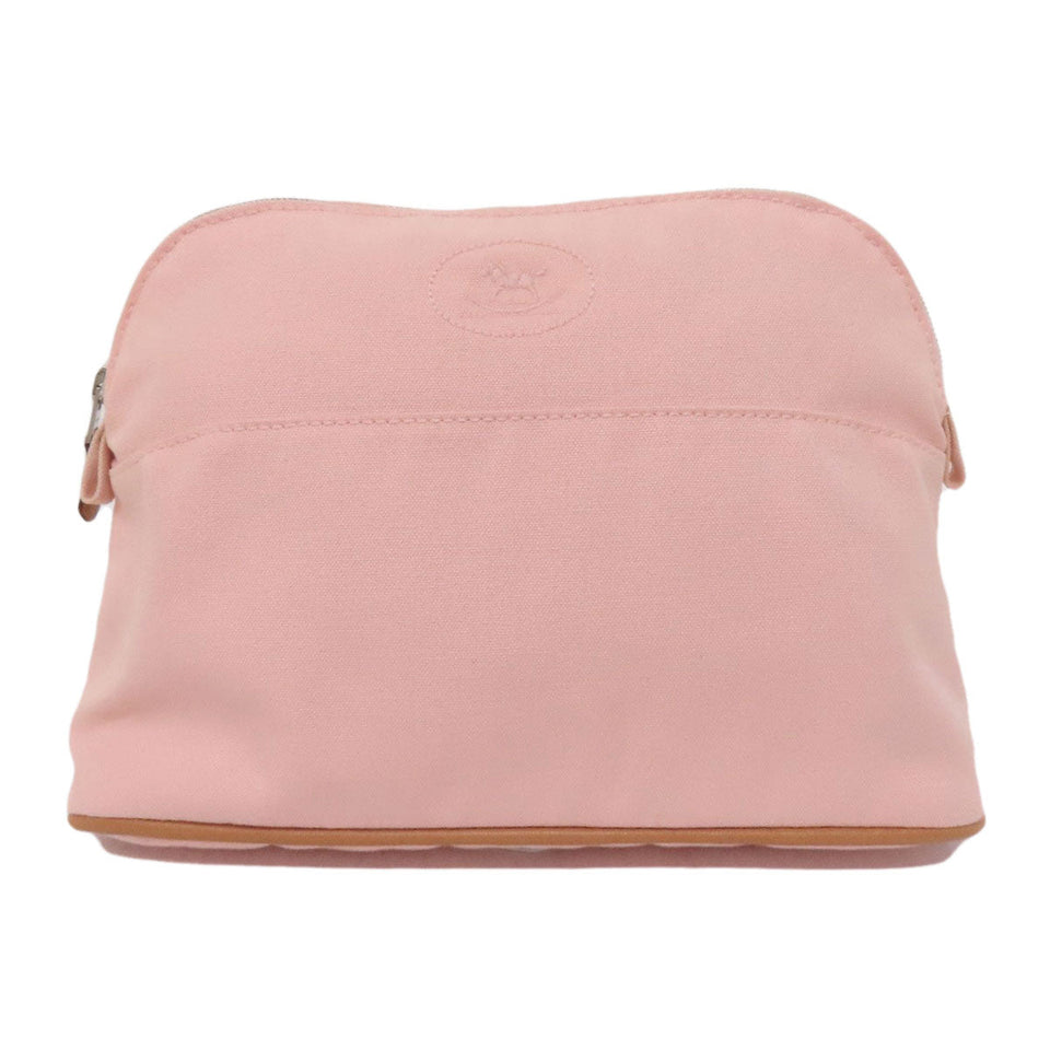Hermes Cosmetics Pouch canvas pink Bolide Pouch Silver Metal