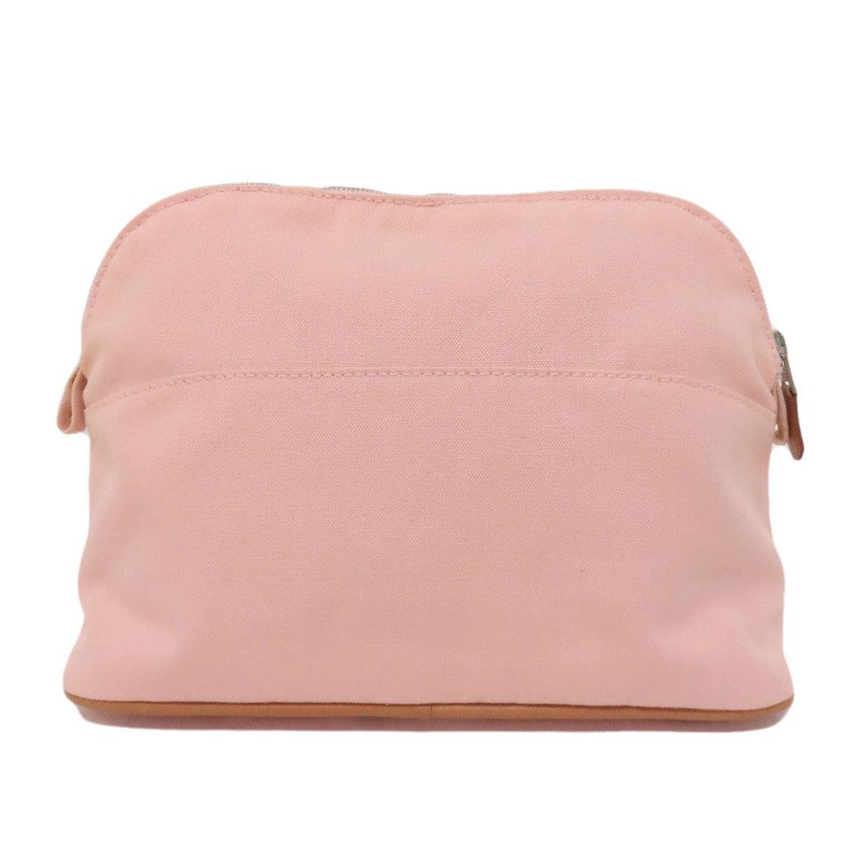 Hermes Cosmetics Pouch canvas pink Bolide Pouch Silver Metal