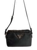 Prada Black Daino Leather Crossbody Camera Bag