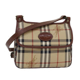 Luxury BurberrySs Nova Check Shoulder Bag PVC Leather Beige Auth 76100