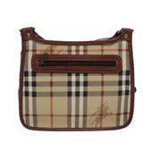 Luxury BurberrySs Nova Check Shoulder Bag PVC Leather Beige Auth 76100
