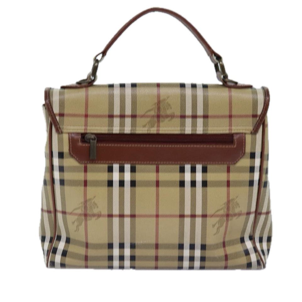 Luxury BurberrySs Nova Check Hand Bag PVC Leather 2way Beige Auth 76101