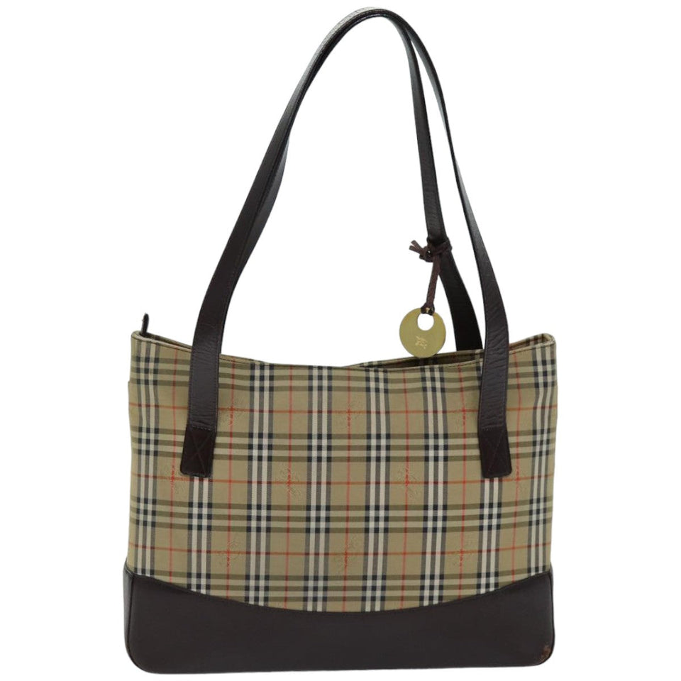 Luxury Burberry Nova Check Tote Bag Canvas Beige Auth 76146