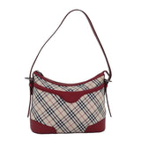 Luxury Burberry Nova Check Shoulder Bag Canvas Red Auth 76480